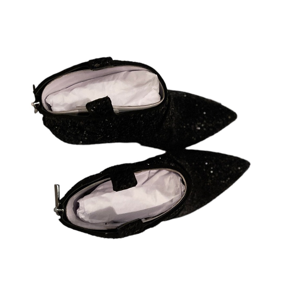 JESSICA SIMPSON PIXILLEZ 4 BOOTIE IN BLACK CHUNKY GLITTER - BRAND NEW IN BOX! - Picture 9 of 12